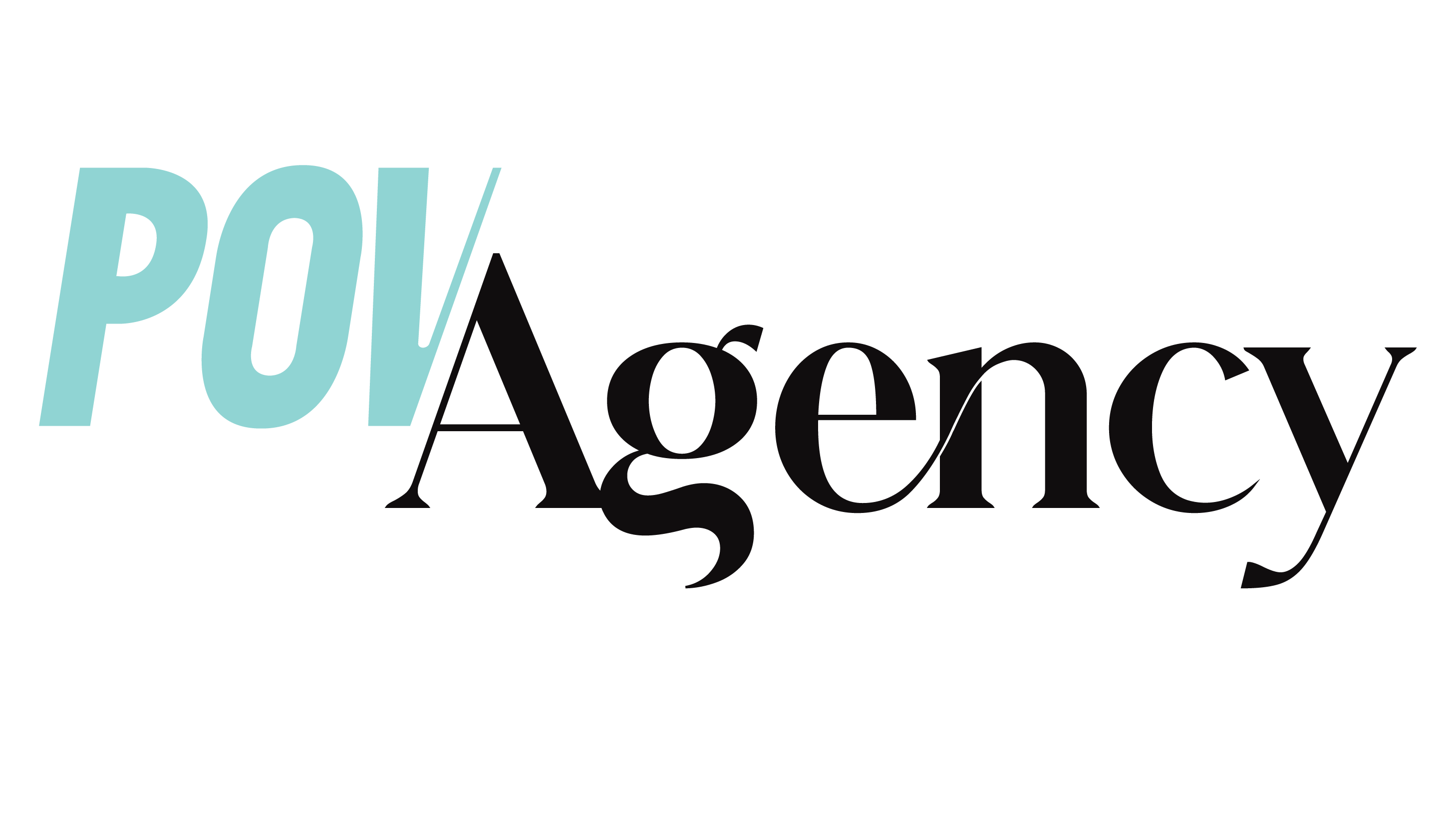 POV Agency Horizontal Logo in Blue and Black